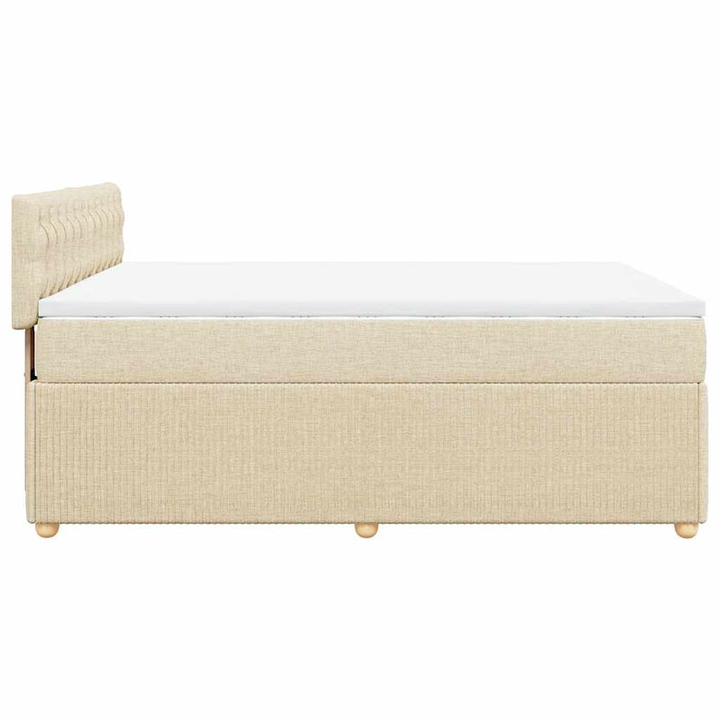Pat continental cu saltea, crem, 140x200 cm, material textil
