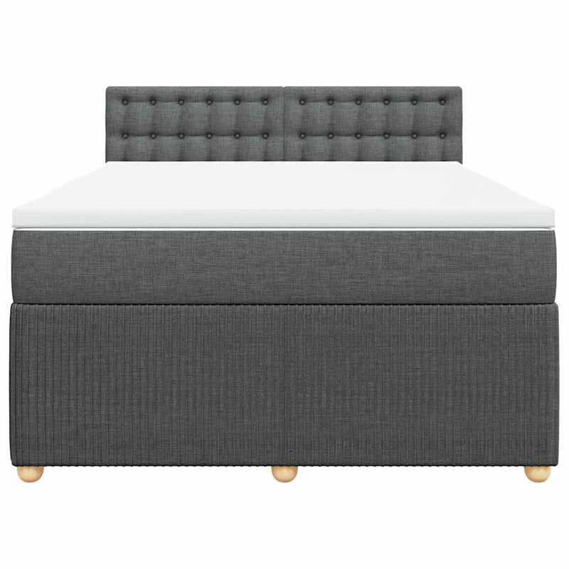 Pat box spring cu saltea, gri închis, 140x200 cm, textil