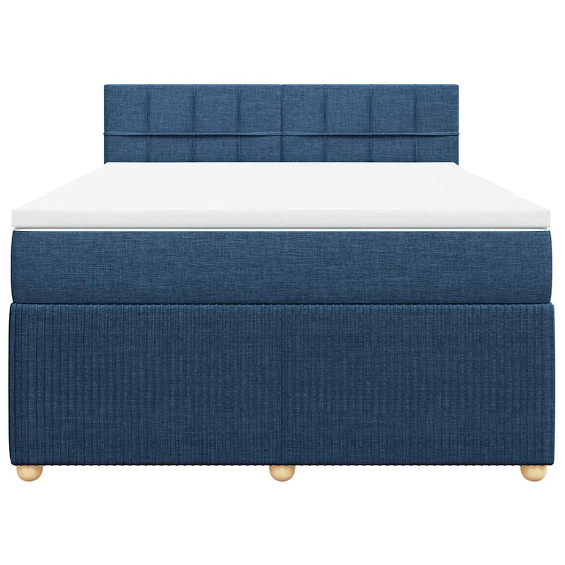 Pat continental cu saltea, albastru, 160x200cm, material textil
