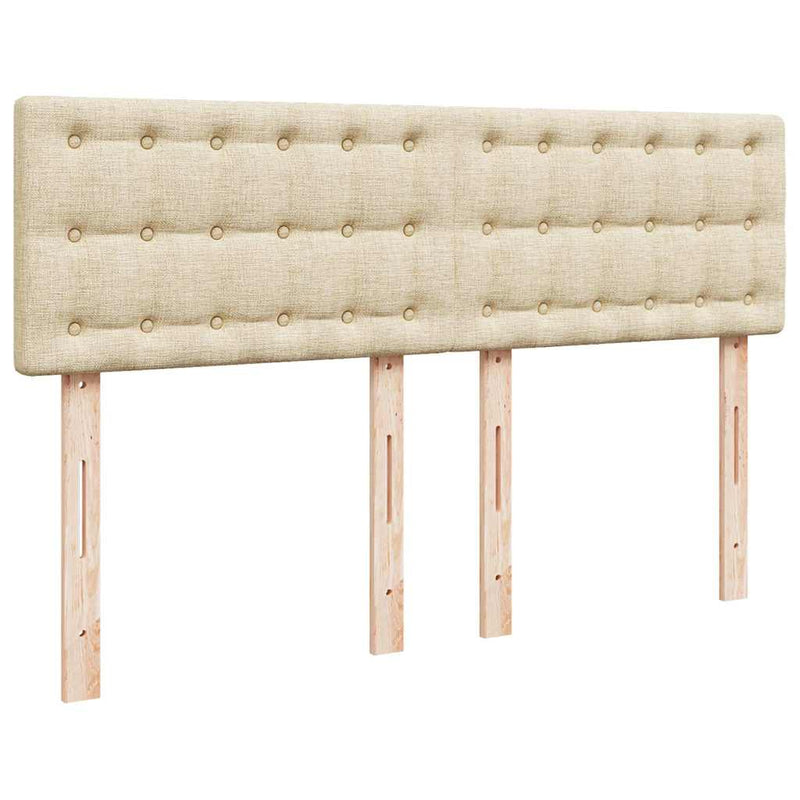 Pat box spring cu saltea, crem, 160x200 cm, material textil
