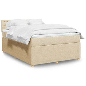 Pat box spring cu saltea, crem, 160x200 cm, material textil