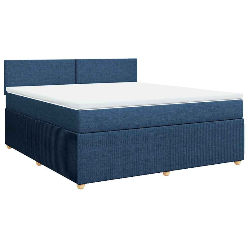Pat box spring cu saltea, albastru, 180x200 cm, material textil