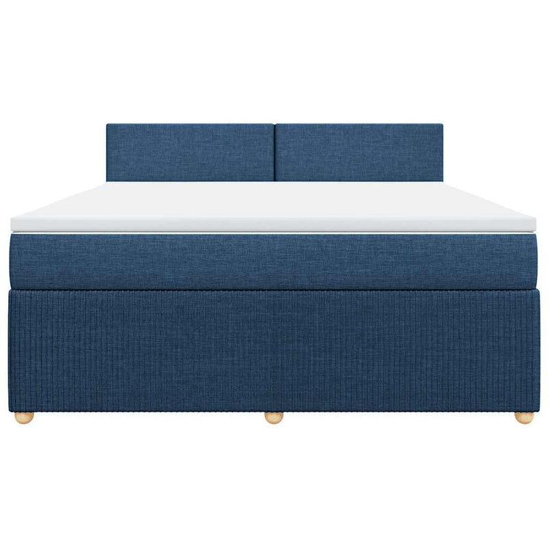 Pat box spring cu saltea, albastru, 180x200 cm, material textil