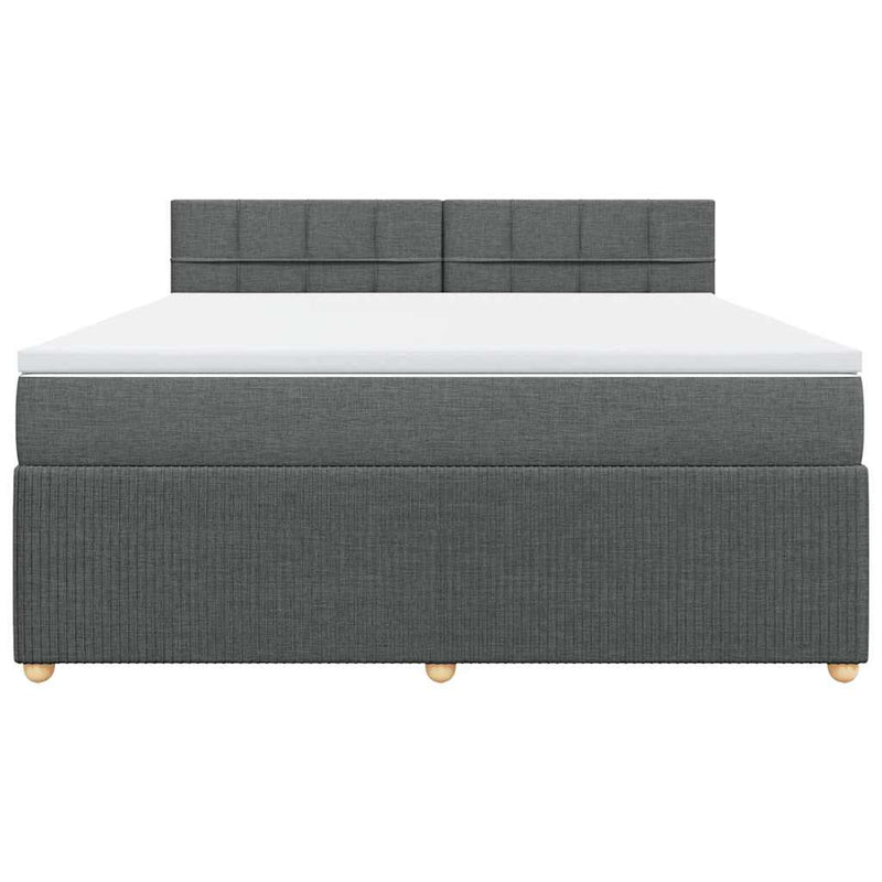 Pat box spring cu saltea, gri închis, 180x200 cm, textil