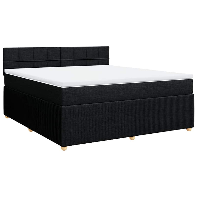 Pat box spring cu saltea, negru, 180x200 cm, catifea