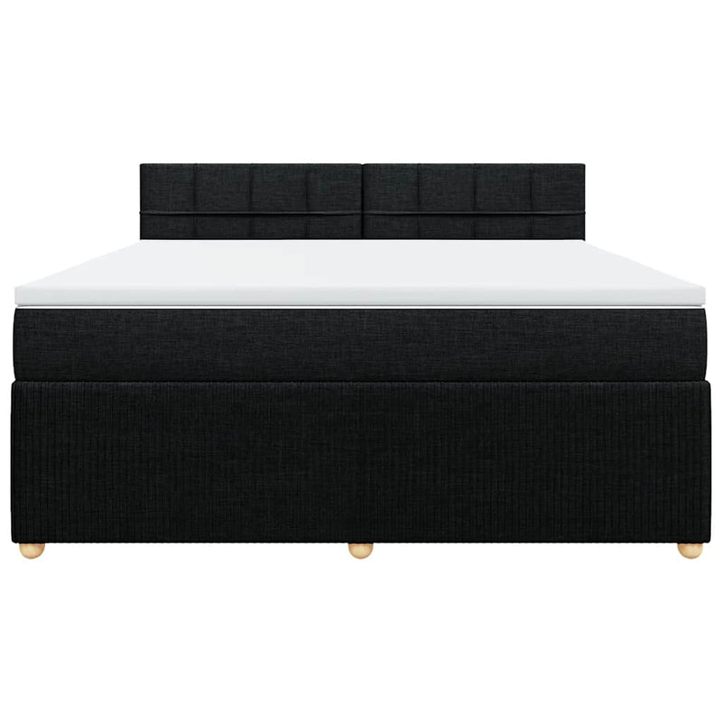 Pat box spring cu saltea, negru, 180x200 cm, catifea