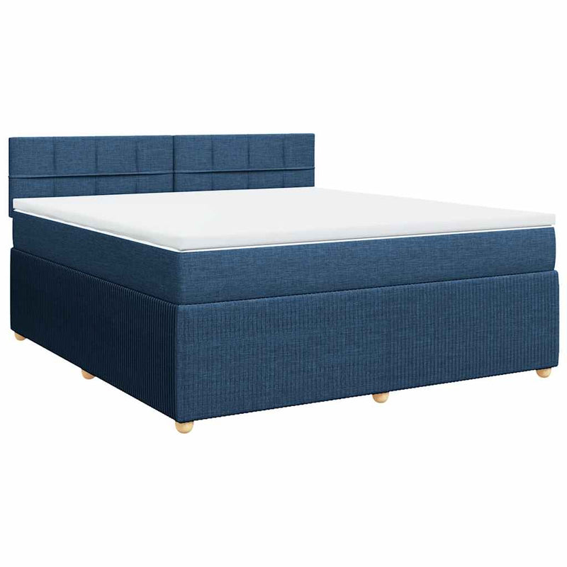 Pat box spring cu saltea, albastru, 180x200 cm, material textil