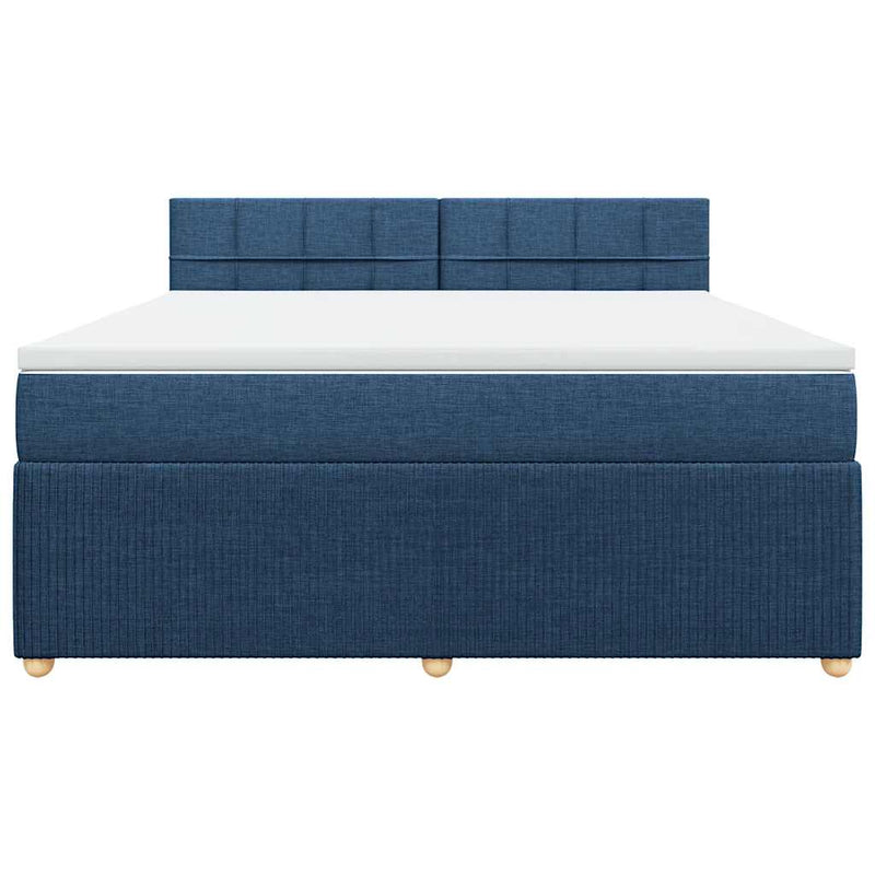 Pat box spring cu saltea, albastru, 180x200 cm, material textil