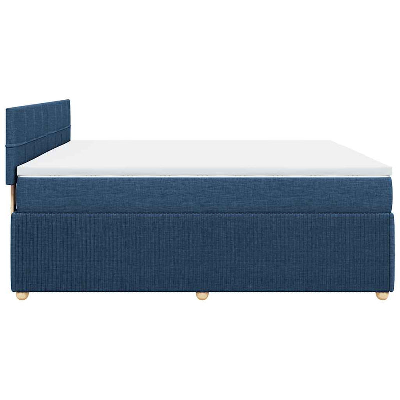 Pat box spring cu saltea, albastru, 180x200 cm, material textil