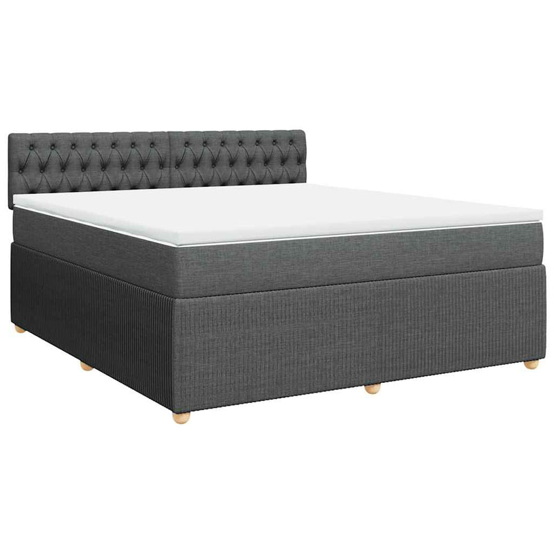 Pat box spring cu saltea, gri închis, 180x200 cm, textil