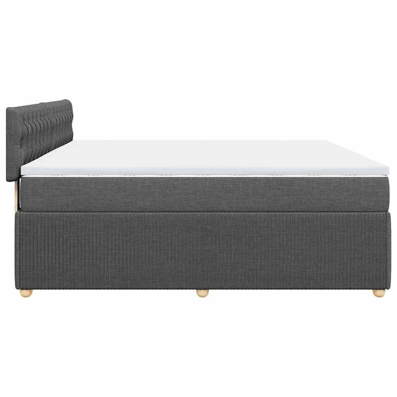Pat box spring cu saltea, gri închis, 180x200 cm, textil