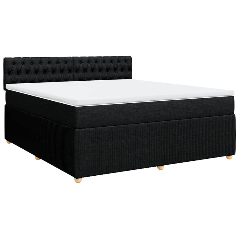 Pat box spring cu saltea, negru, 180x200 cm, catifea
