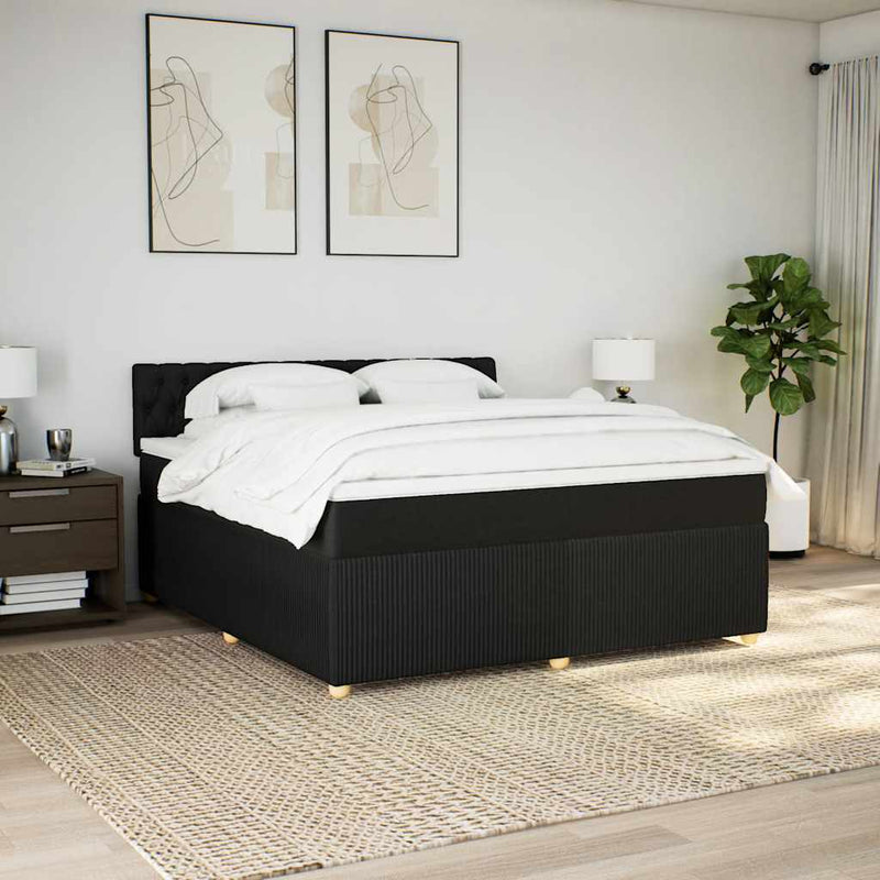 Pat box spring cu saltea, negru, 180x200 cm, catifea