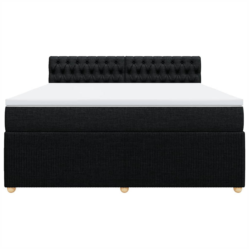 Pat box spring cu saltea, negru, 180x200 cm, catifea