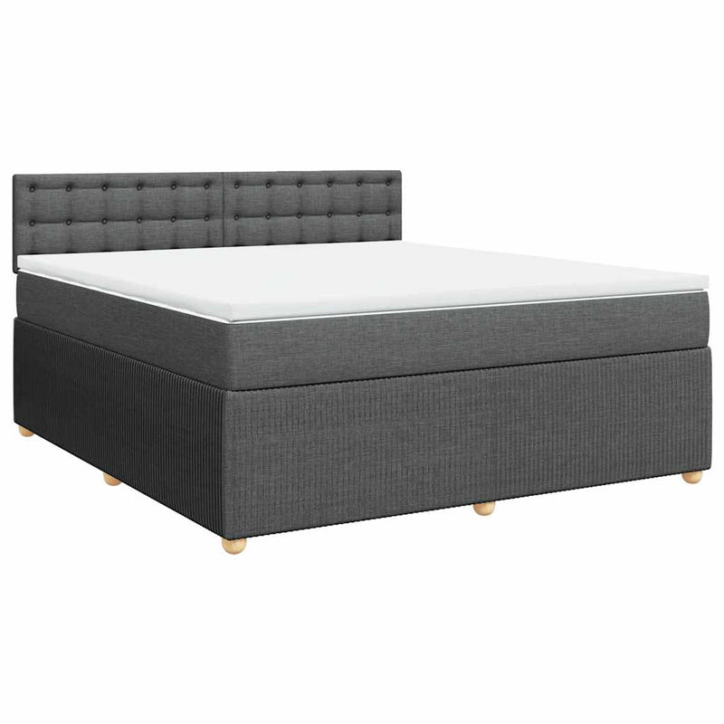 Pat box spring cu saltea, gri închis, 180x200 cm, textil
