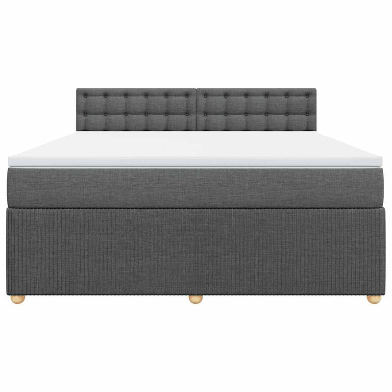 Pat box spring cu saltea, gri închis, 180x200 cm, textil