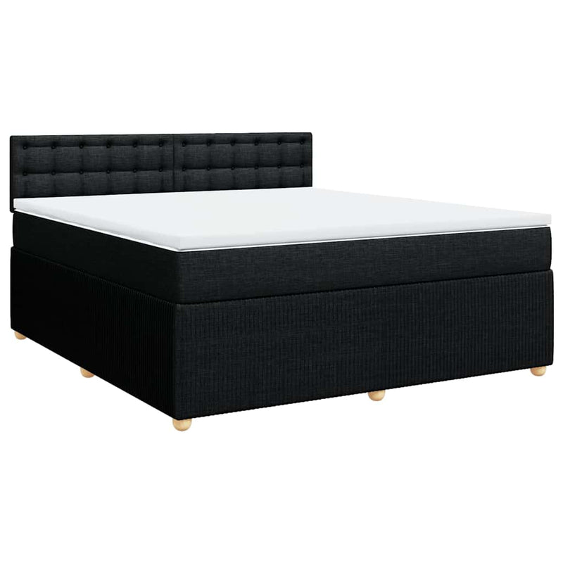 Pat box spring cu saltea, negru, 180x200 cm, catifea