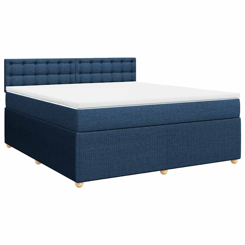 Pat box spring cu saltea, albastru, 180x200 cm, material textil