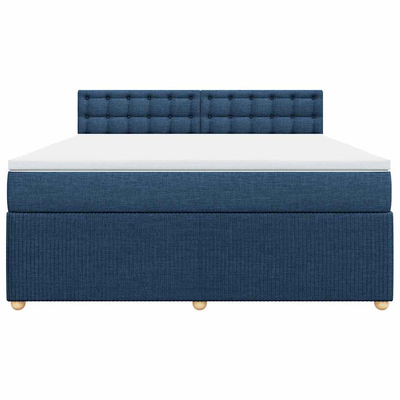 Pat box spring cu saltea, albastru, 180x200 cm, material textil