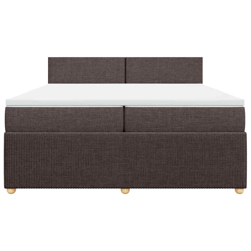 Pat box spring cu saltea, maro închis, 200x200 cm, textil