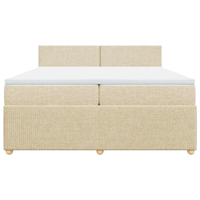 Pat box spring cu saltea, crem, 200x200 cm, textil