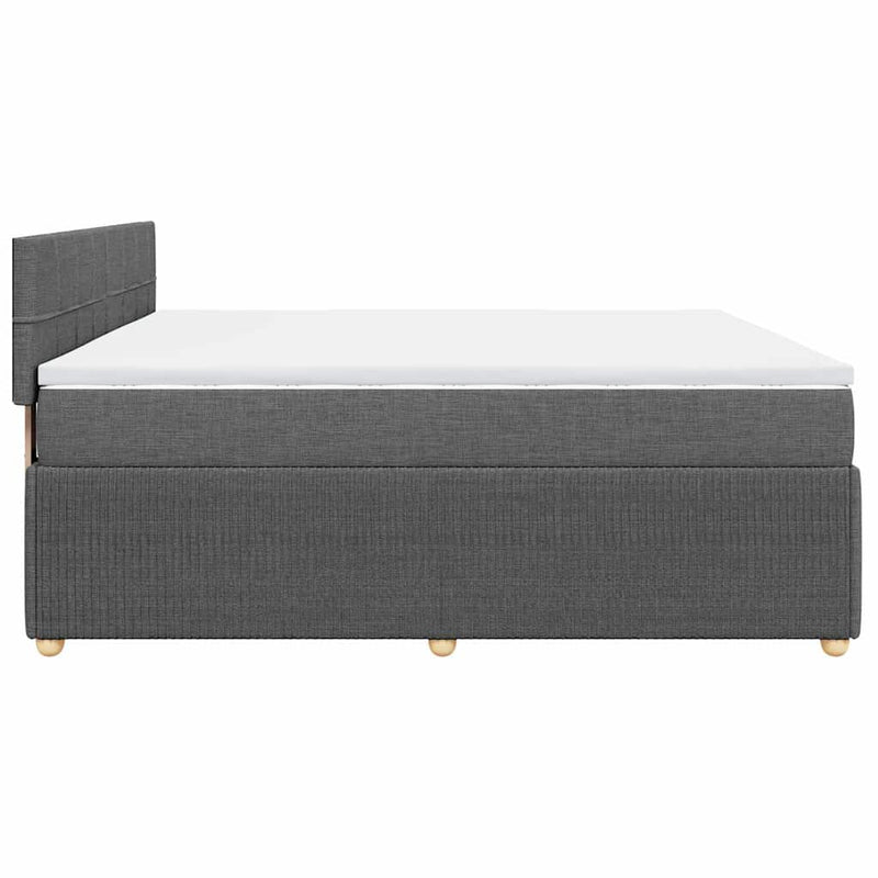 Pat box spring cu saltea, gri închis, 200x200 cm, textil