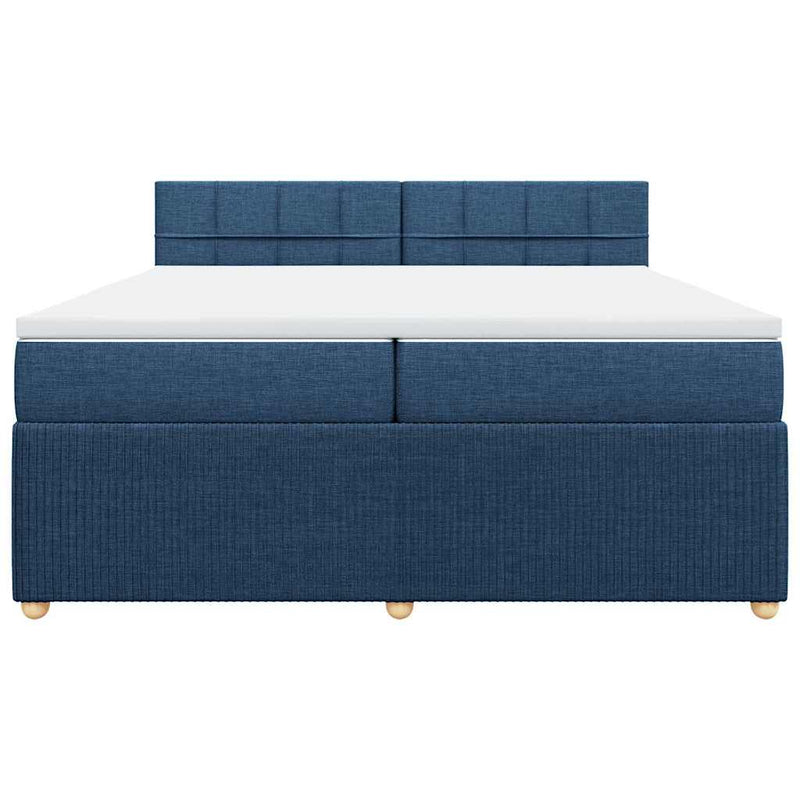 Pat box spring cu saltea, albastru, 200x200 cm, textil