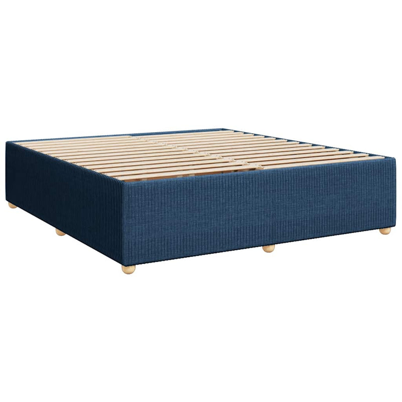 Pat box spring cu saltea, albastru, 200x200 cm, textil