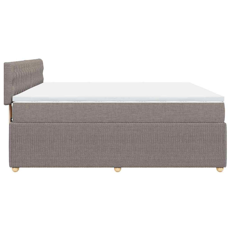 Pat box spring cu saltea, gri taupe, 200x200 cm, textil
