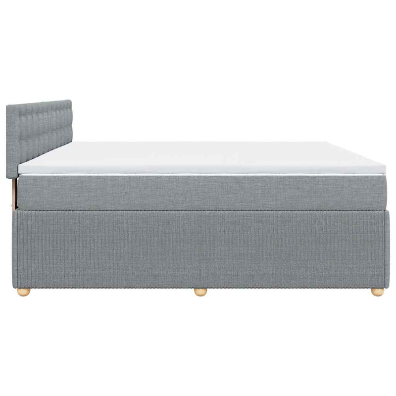 Pat box spring cu saltea, gri deschis, 200x200 cm, textil