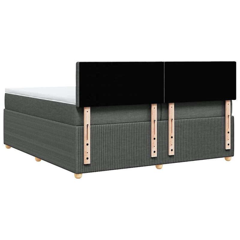 Pat box spring cu saltea, gri închis, 200x200 cm, textil