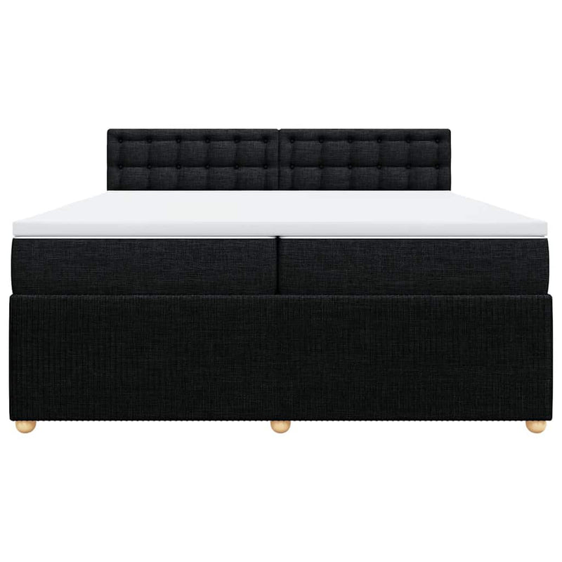 Pat box spring cu saltea, negru, 200x200 cm, textil