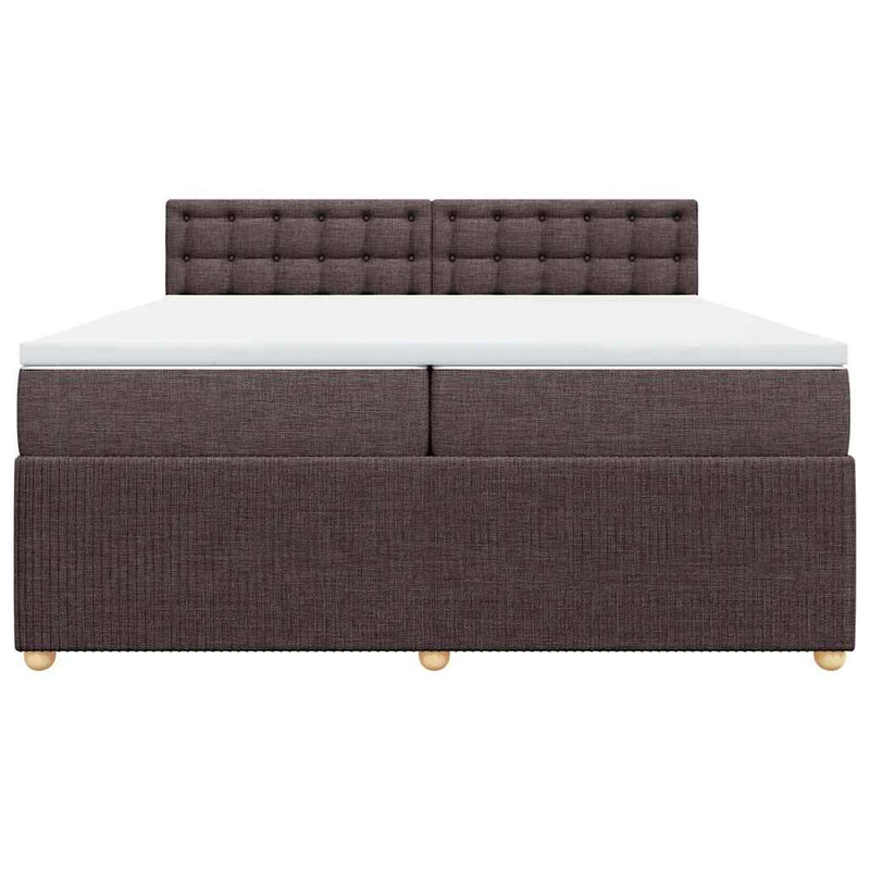 Pat box spring cu saltea, maro închis, 200x200 cm, textil