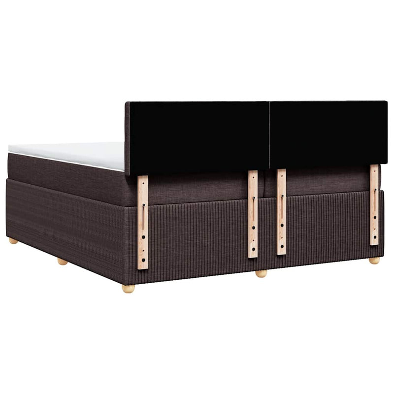 Pat box spring cu saltea, maro închis, 200x200 cm, textil