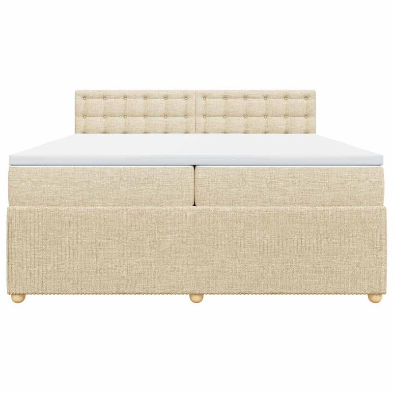 Pat box spring cu saltea, crem, 200x200 cm, textil