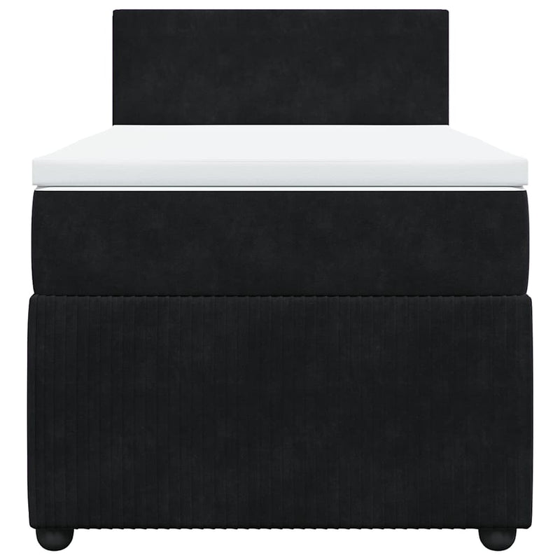 Pat box spring cu saltea, negru, 80x200 cm, catifea