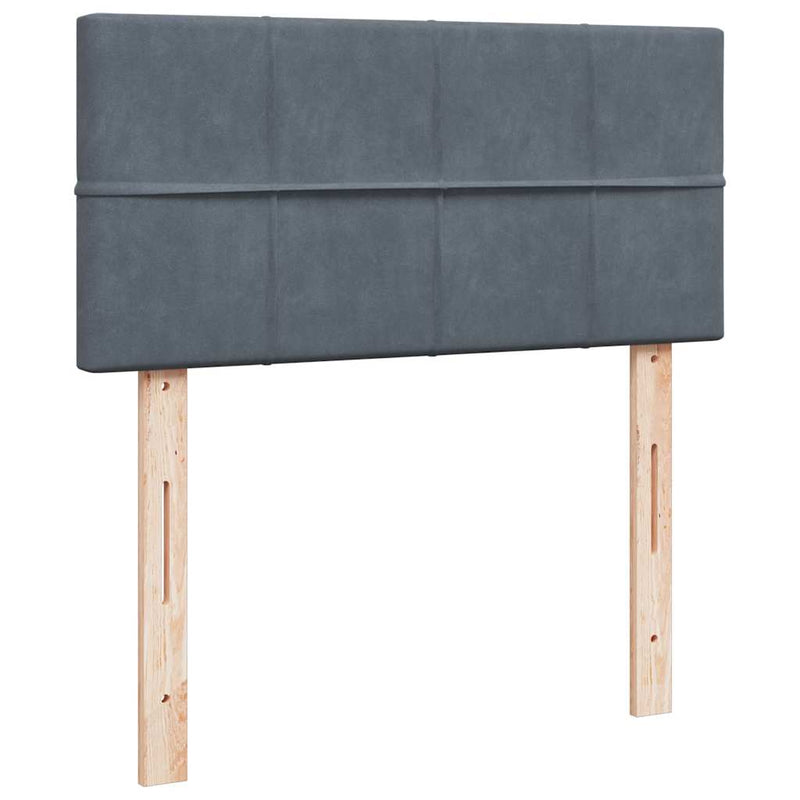 Pat box spring cu saltea, gri închis, 80x200 cm, catifea