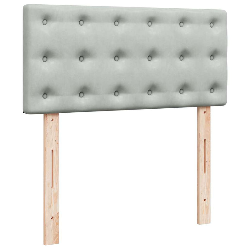 Pat continental cu saltea, gri deschis, 80x200 cm, catifea