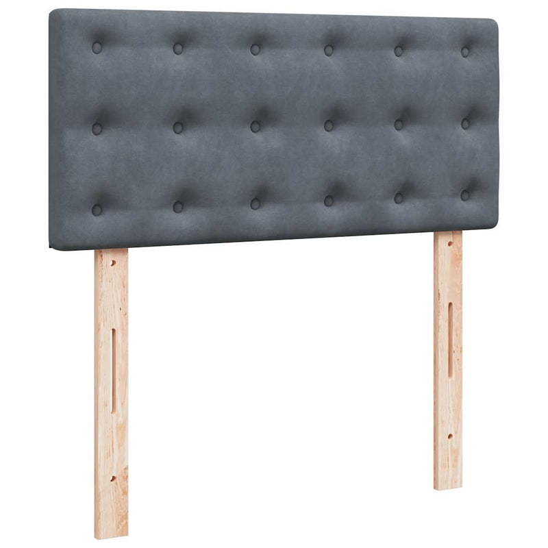Pat box spring cu saltea, gri închis, 80x200 cm, catifea