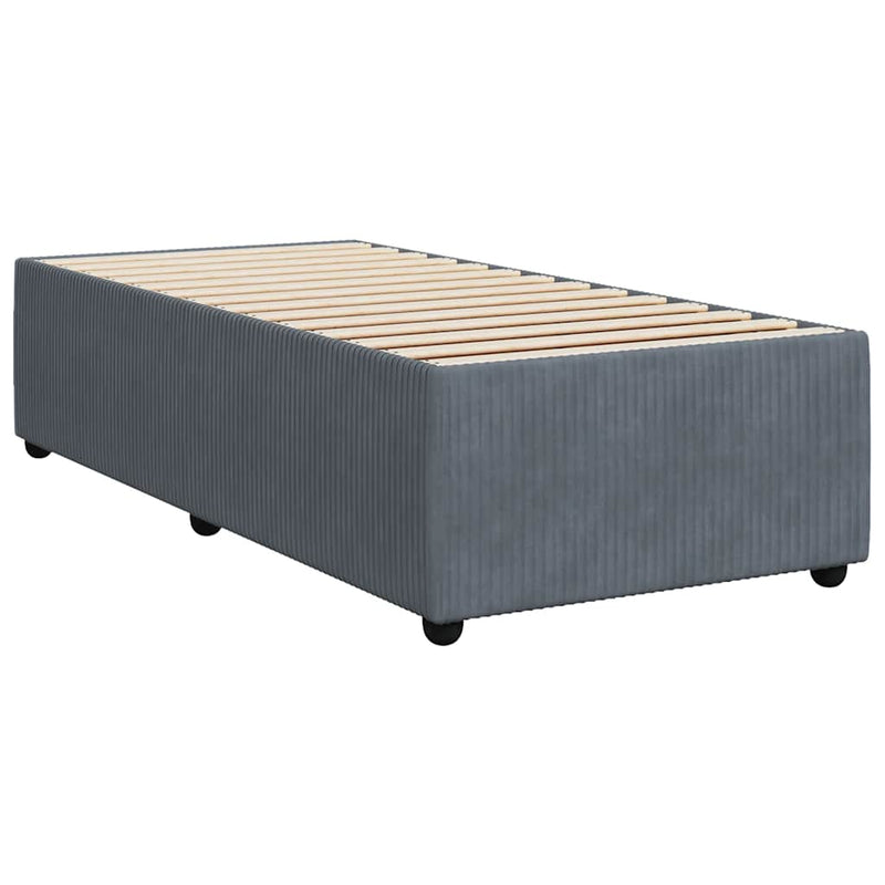 Pat box spring cu saltea, gri închis, 80x200 cm, catifea