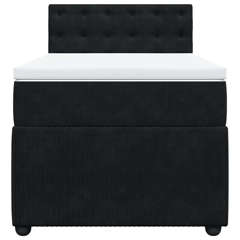 Pat box spring cu saltea, negru, 80x200 cm, catifea