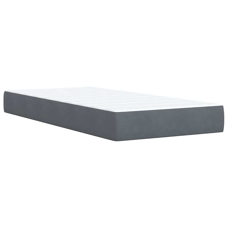 Pat box spring cu saltea, gri închis, 90x190 cm, catifea