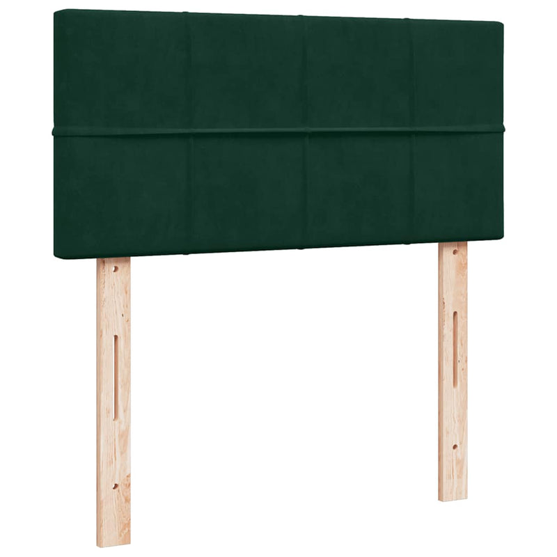 Pat box spring cu saltea, verde închis, 90x190 cm, catifea