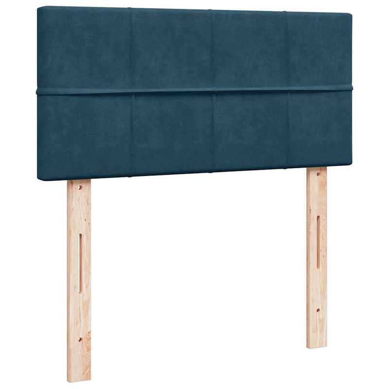 Pat box spring cu saltea, albastru, 90x190 cm, catifea