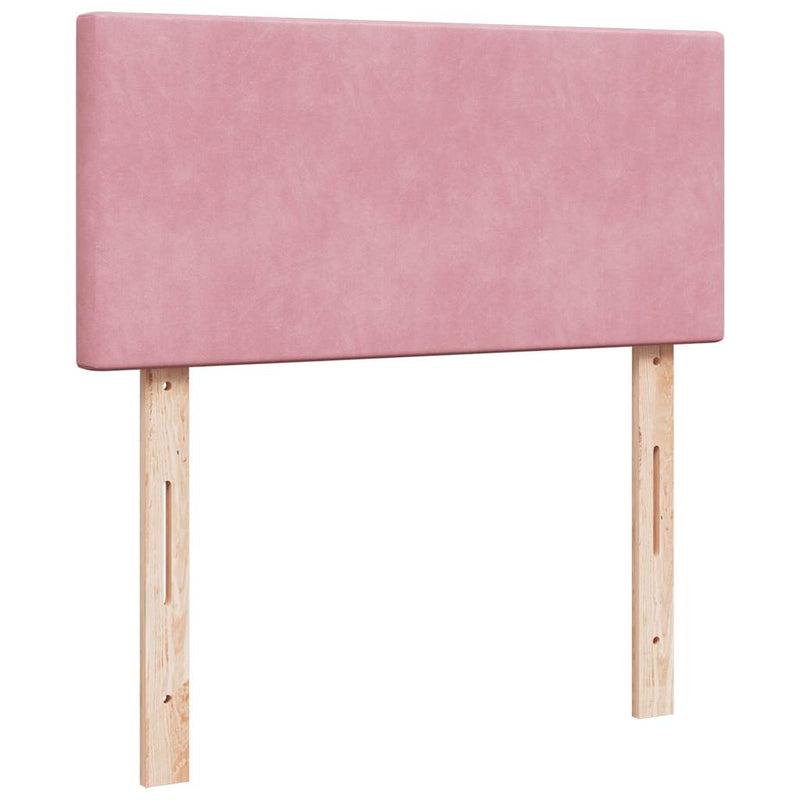 Pat box spring cu saltea, roz, 90x200 cm, catifea