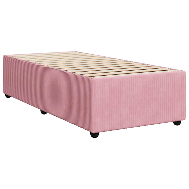 Pat box spring cu saltea, roz, 90x200 cm, catifea