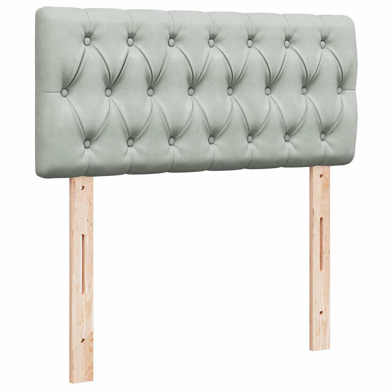 Pat box spring cu saltea, gri deschis, 90x200 cm, catifea