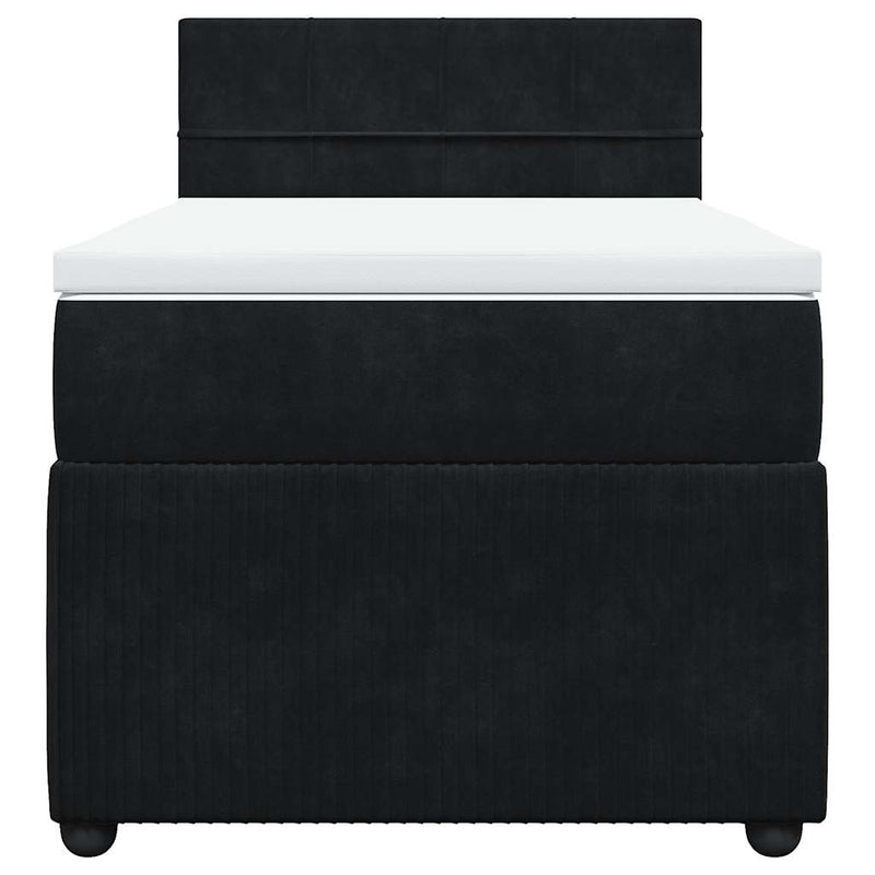 Pat box spring cu saltea, negru, 90x200 cm, catifea