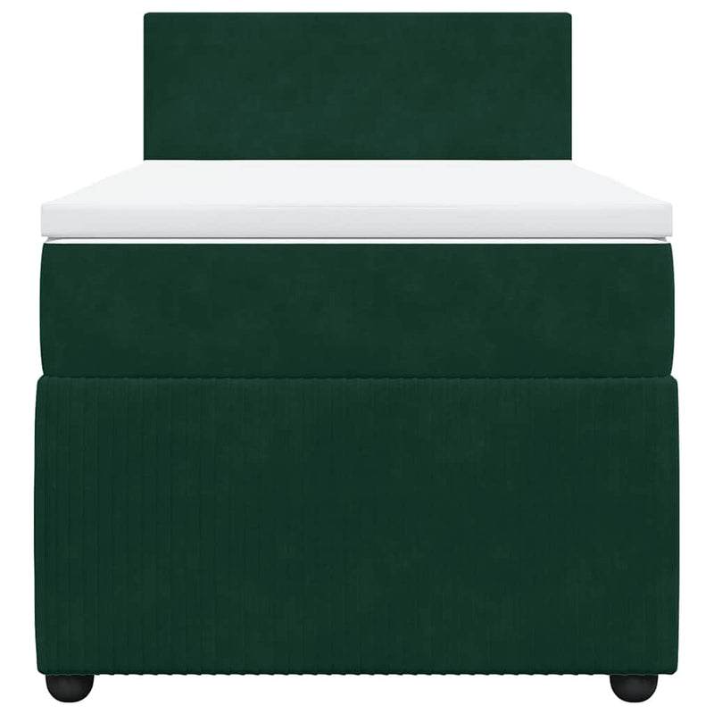 Pat box spring cu saltea, verde închis, 100x200 cm, catifea