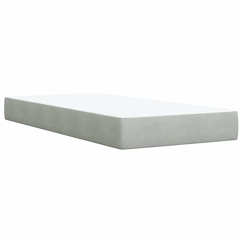 Pat box spring cu saltea, gri deschis, 100x200 cm, catifea